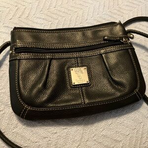 Tignanello Black Leather Crossbody Bag